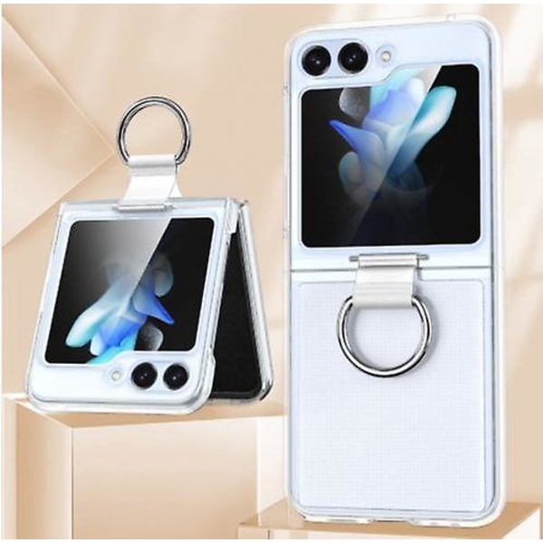 Slim Case Kompatibel Samsung Galaxy Z Flip 5 Med Ring Holder Klar Hard Pc Back Z Flip 5 Cover