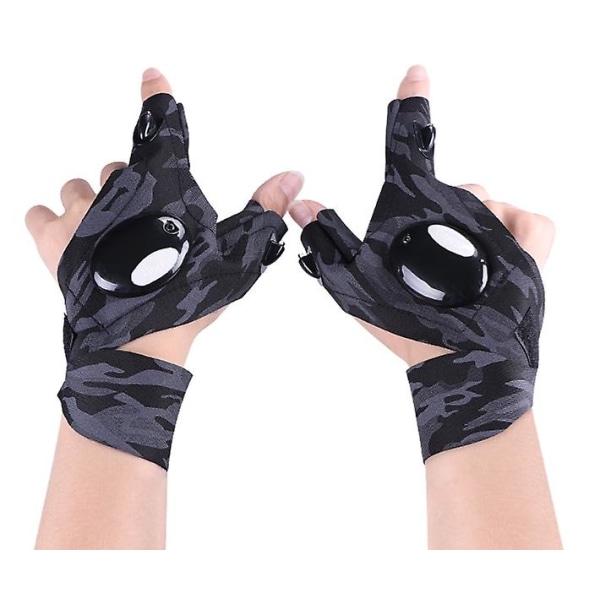 Present LED-handskar för män, kamouflage - Handskar med vattentäta ljus Fisketillbehör, hemlig tomte