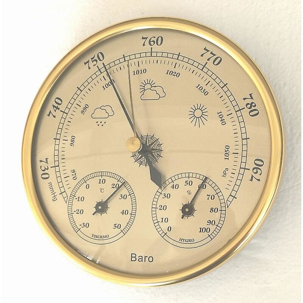 Barometer, værstasjon med barometer og hygrometer termometer, 3 i 1 veggmontert analog værstasjon, for indoo