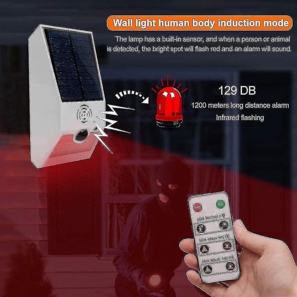 Solar Alarm lys, Solar Strobe lys med bevægelsesdetektor Solar Alarm lys, med bevægelsesdetektor