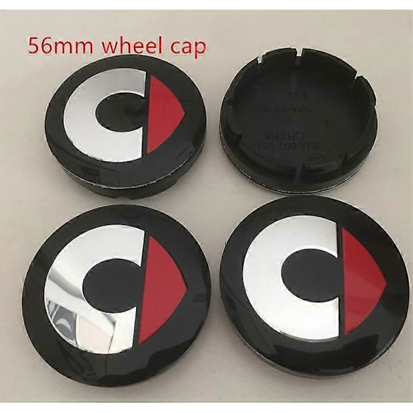 4 stk. 56mm 60mm Smart Car Hjul Center Cap Badge Hub Dæksler Emblem Sticker til Fortwo Forfour Roadster Forjeremy Forspeed Forstar 60mm red cap 2