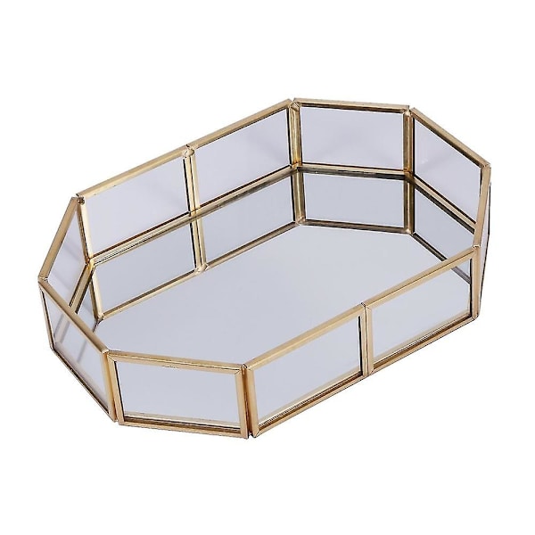 Nordisk stil glas kobber geometri opbevaringskurve boks enkelhed stil hjem arrangør til smykker
