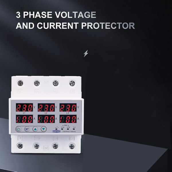 Din Rail 3-fase spenningsrelé 380v voltmeter Amperemeter Over- og underspenningsmonitorreleer beskytter