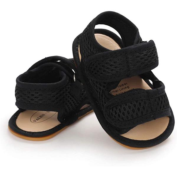 Baby drenge piger sommer sandaler blød sål lærred lukket tå småbørn spædbarn udendørs gåsko f black 12-18 months toddler