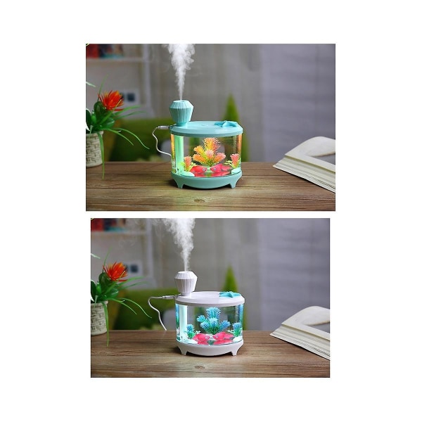Fisketank Luftfukter Diffuser Fargerik Nattelys DC5V USB Mini Mist Maker 460ml Vann Diffus