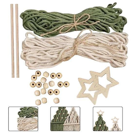 DIY Macrame Juletrærpynt med Stjerne Topp Bomulls Tråd Håndvevd Håndverk