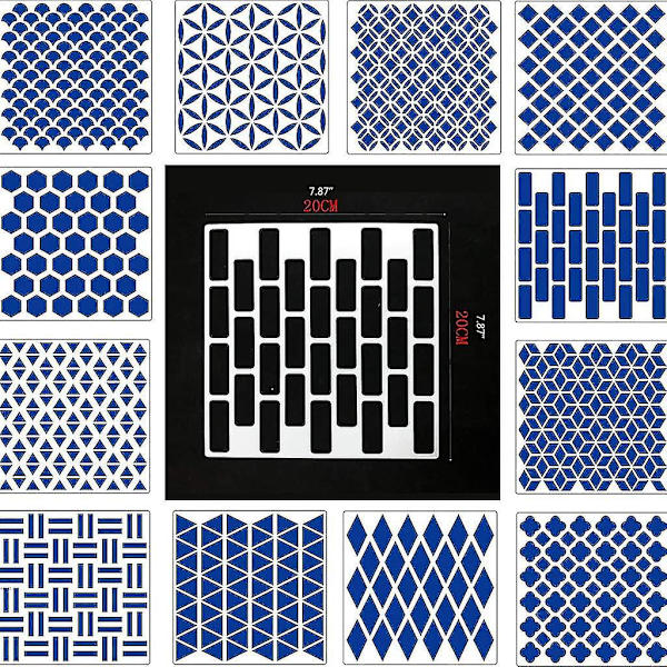 12 kpl maalauspohjia Stencilit askarteluprojekteihin DIY-kodin sisustustaide - Uudelleenkäytettävät pistepohjasarjat