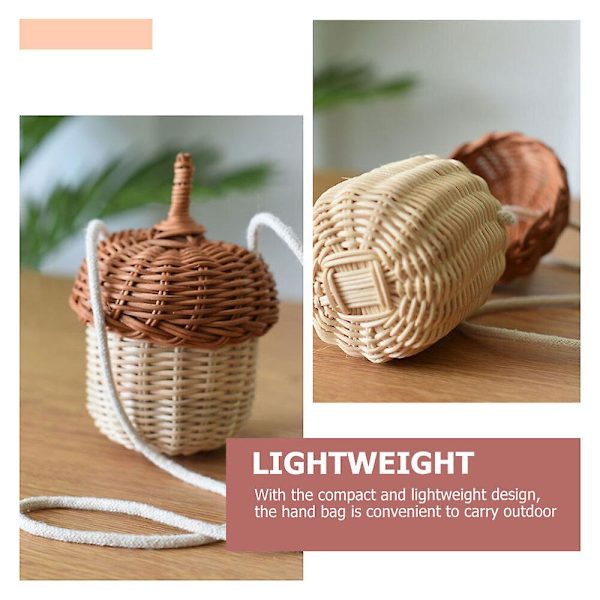 Acorn Flettet Kurv Taske Lille Crossbody Taske Børn Kurv Taske