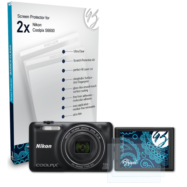 Bruni 2x beskyttelsesfolie kompatibel med Nikon Coolpix S6600 Folie