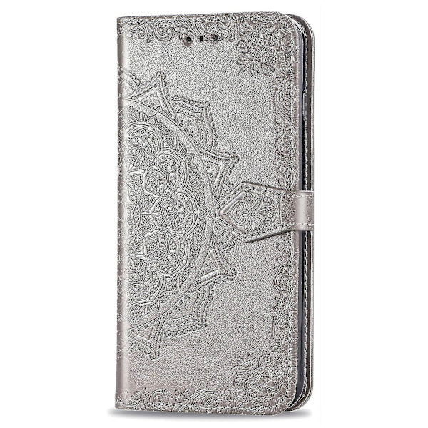 Telefonhus til Samsung Galaxy Note 20 Ultra Cover Læder Pengebog Cover Embosseret Mandala Magnetisk Flip Beskyttelse Stødsikker - Grå