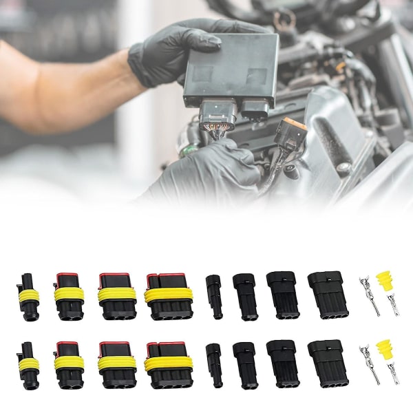 Universal kabelkontakt - 304 st/set, 1/2/3/4 stift, Ip68 vattentät elektrisk kabelkontakt för motorcykel