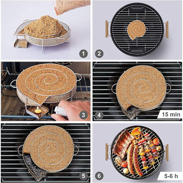 Pellet Smoker Tray, Rustfritt Stål Kaldrøyksgenerator, Røyksnegl, Bbq Kaldrøyking For Grill Og Røyker
