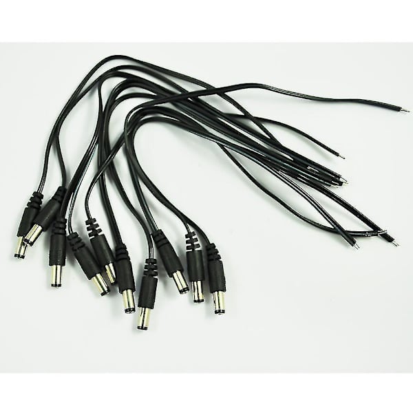 10 stk. 5,5x2,1mm Han DC-strømstik Pigtails Stikledning til CCTV-kamera