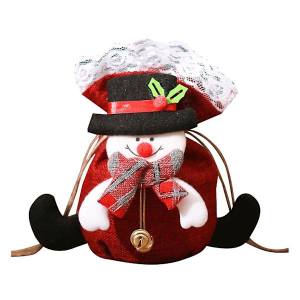 3 st söta bärbara julklappspåsar Jultomte Snögubbe Älg Kreativ godispåse