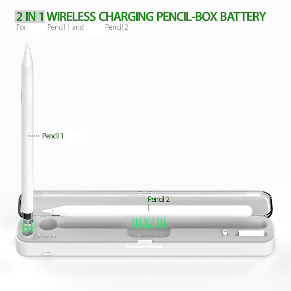 For Pencil 1 2 Generasjon Trådløs + Magnetisk Trådløs Lading For Etui Bærbar