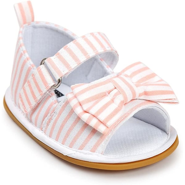 Baby Boys Girls Sandaler Stripe Bow Knot Gummi Sula Non-slip Sommar Toddler Skor pink stripe 5.5 infant