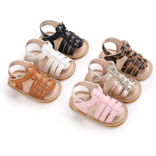 Baby jentesandaler - Sklisikre, myke såler, T-stropp, flip-flops, småbarns første skritt, krybbesko, 3-18 måneder 14 white 12-18 months toddler