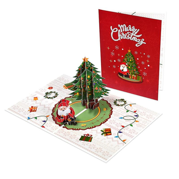 3D Pop Up julekort, julemand og juletræ, glædelig jul lykønskningskort, vinter, julegave