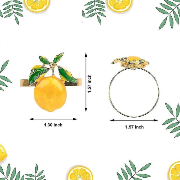 12 stykker sitron serviettringer sommer serviettholdere tropisk frukt serviettspenne dekor for sommer bi