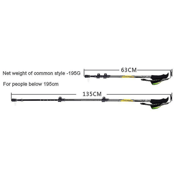 Kodeno Snow Leopard 2 Carbon Fiber Trekking Poles - Lettvekt, sammenleggbare og sammenklappelige med eksterne låser for fotturer og gåturer (blå 63-135 cm)