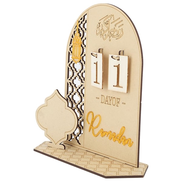 Eid Ramadan Nedräkningskalender Trä Dekorativ Prydnad DIY Typ B