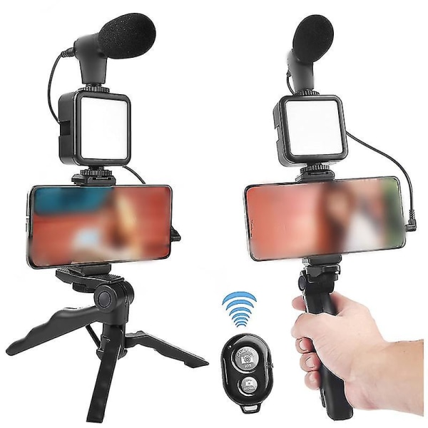 Bärbart Vlogg Kit Flexibelt stativ Led Video Light Selfie Light För Live Tik Tok Stand Shotgun Mikrofon