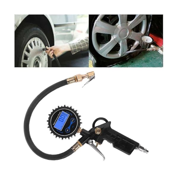 Digital Däcktrycksmätare Luftkompressor Pump LCD-Display LED-Bakgrundsbelysning Fordonstestare M