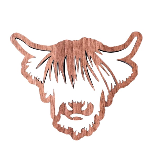 Wooden Highland Cow Coasters Cattle Tableware Mats Wood Mini Pallet Coaster Diy Craft For Wedding Party Decor