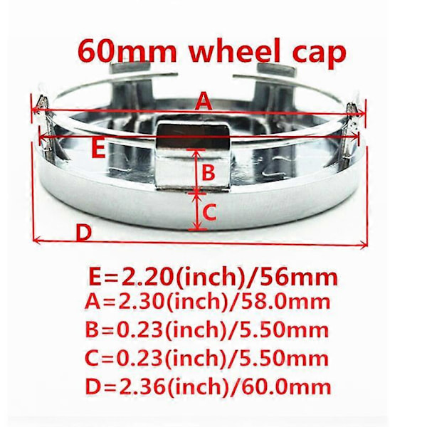 4 stk. 56mm 60mm 65mm 68mm Abt Bil Hjul Center Hub Cap Badge Støvbeskyttende Dæksler Emblem Sticker Bil Styling 56mm silver cap1