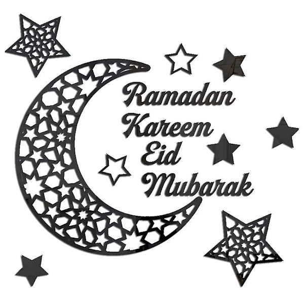 Ramadan Kareem -tarrat, seinäkoristeet, Eid Mubarak -koristekyltti, makuuhuoneen etuhuoneen puolikuu, kristalli