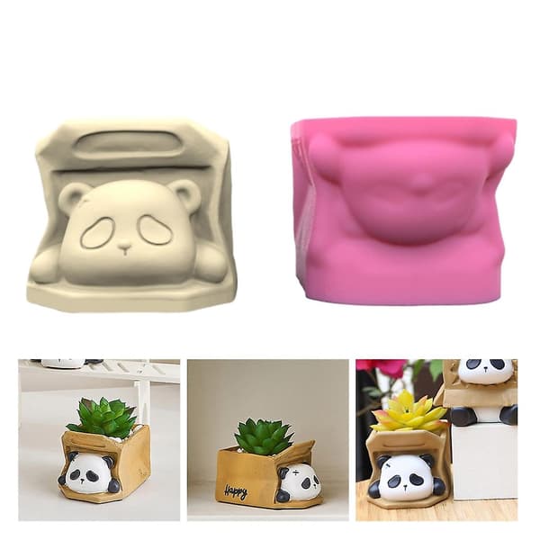 Diy Vaseform Concrete Blomsterkrukker Silikoneforme Søde Panda Hovedformet
