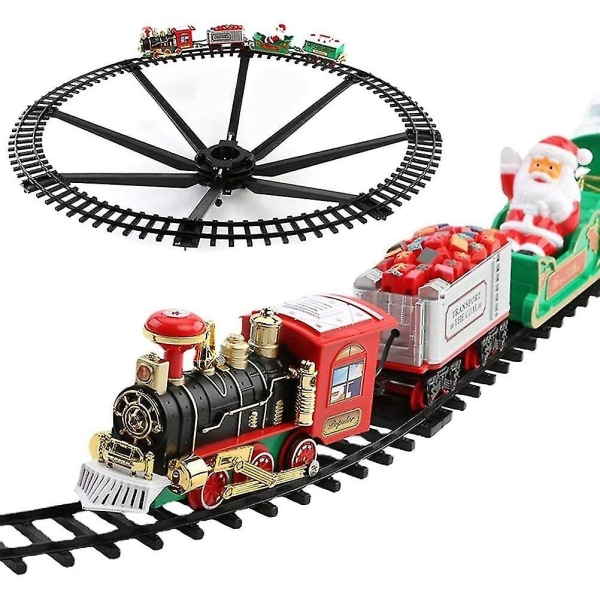 Jul elektriska järnväg tåg med julgran hängande jul järnväg vagn