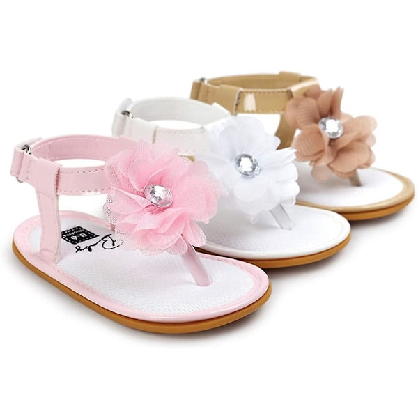 Baby Sandaler Jenter Myke Såler T-stropp Flip Flops Småbarn Førstegangsvandrer Krybbe Kjolesko 3-18 Måneder 24 pink 3-6 months infant