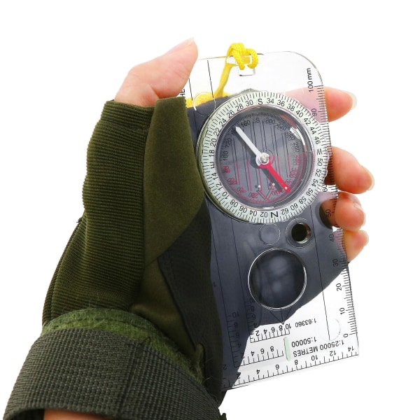 Navigationskompass, portabel gåorienteringskompass, justerbar deklinationskompass för expeditionskartläsning