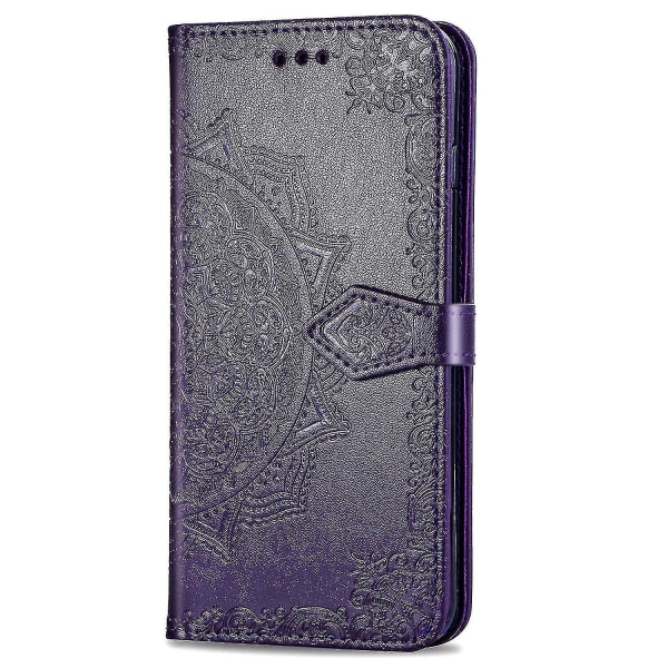 Nokia 5.3 Case Nahkainen Lompakon Cover Kohokuvioitu Mandala Magneettinen Flip Protection Iskunkestävä - Violetti