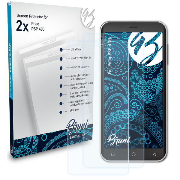 Bruni 2x beskyttelsesfolie kompatibel med Peaq PSP 400 folie