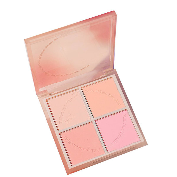 4 Färger Blush Palette - Bärbar mättad mångsidig pressad Makeup Blush Palett för kvinnor
