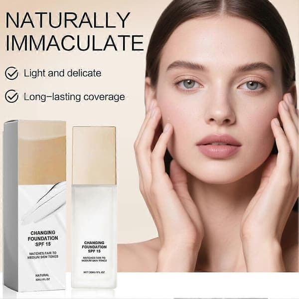 Fargeendrende Foundation, SPF15 Concealer Daglig Sminkebasekrem-30ml Dark Skin