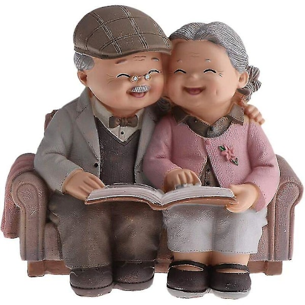 Söt äldre par bordsdekoration, presentidé till farfar/mormor, julklapp - Se bilden