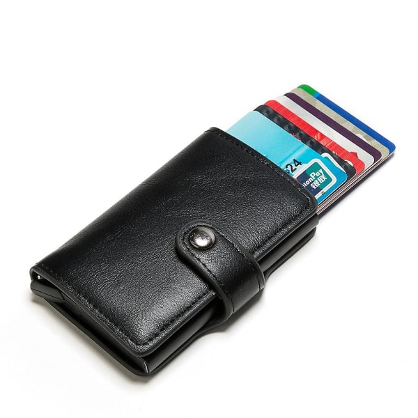 Anti-tyveri RFID-kortholder Auto Pop-up kortholder Lommebok Kredittkortboks -Sort