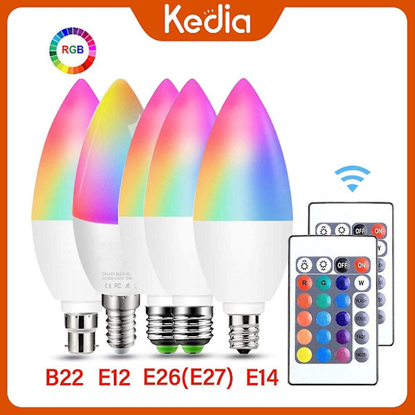 3W LED Lyspære med Stearinlys-Effekt Smart Pære Indendørs Neon Skilt RGB E12/e14/e26/e27/b22 Lys