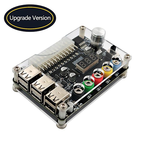 6-port USB ATX24p strømforsynings breakout-kort  Justerbar spændingsknap Nulstilling