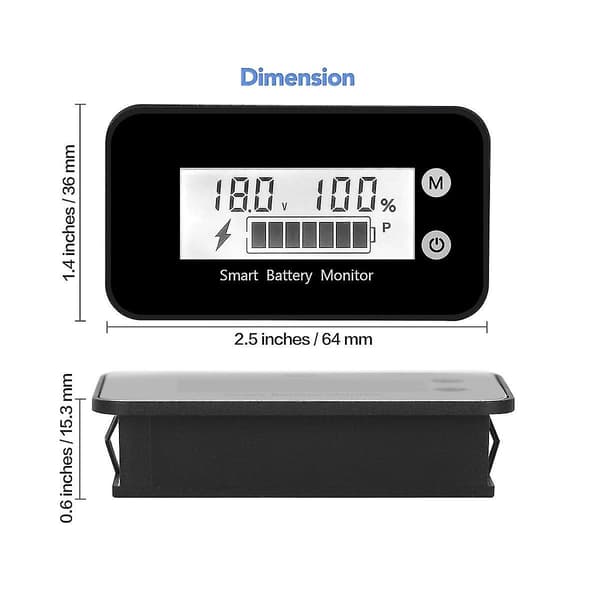 7-100v Smart Batterimonitor Med Beslag, Digital Batterikapacitetstester Batterispænding Temperat