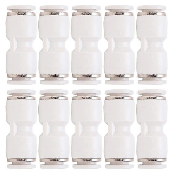 10 stk. lige push-in-stik, luftslange, hurtigudløser, pneumatiske rørfittings, hvide PU-8?
