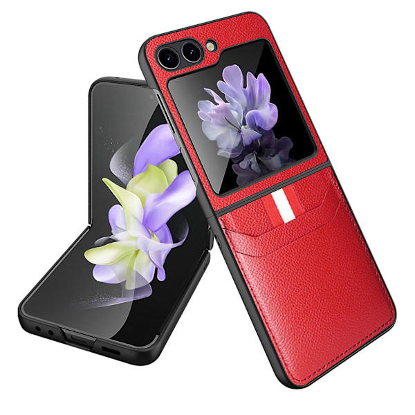 Pung Etui Kompatibel Med Samsung Galaxy Z Flip 5, Skridsikker Mat PU Læder Beskyttende Cover Med Kort Holder