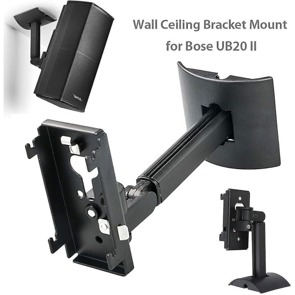 Musta Ub-20 Series Ii -seinäkiinnityskattoteline, joka on yhteensopiva kaikkien Bose Cinemate Lifestyle -seinä-/kattotelineiden kanssa