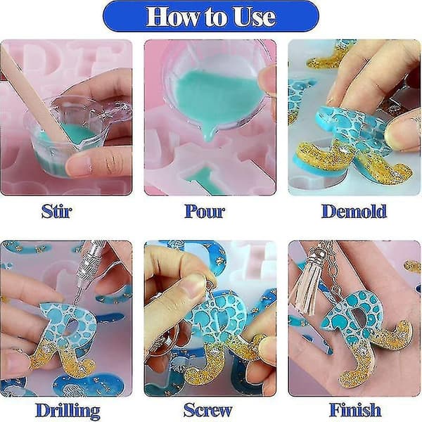 Omvendt bokstavharpiksformsett, silikonform for harpiks-DIY