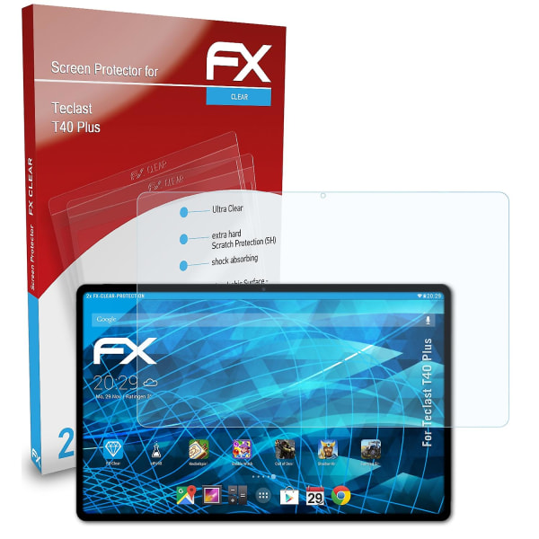 atFoliX 2x Schutzfolie Compatibel mit Teclast T40 Plus Displayschutzfolie klar