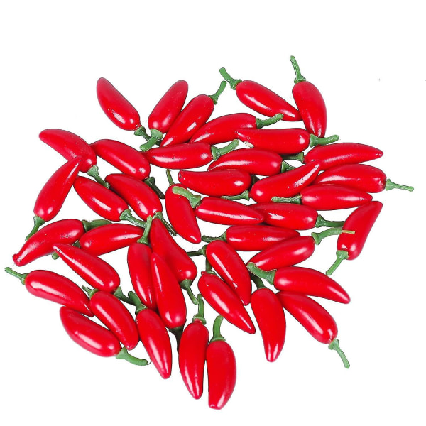 50 kpl Mini Fake Hot Chili Peppers, Simulaatio keinotekoinen elävä punainen paprika valokuvaustarvikkeita varten