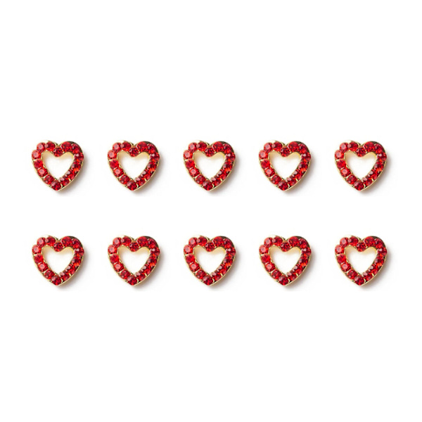 3D-legeringshjerte-neglpynt med nagler og diamanter, neglekunst, neglejuveler, neglepynt, valentinsdag, klare krystaller, manikyrpynt 12